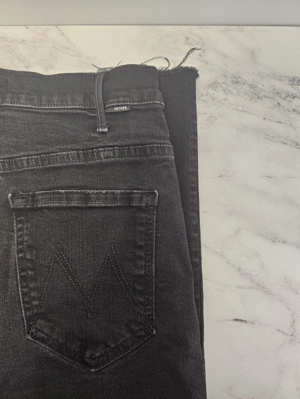 MOTHER Hustler‎ Ankle Fray High Straight Leg Not Guilty Black Jeans 26 Preowned